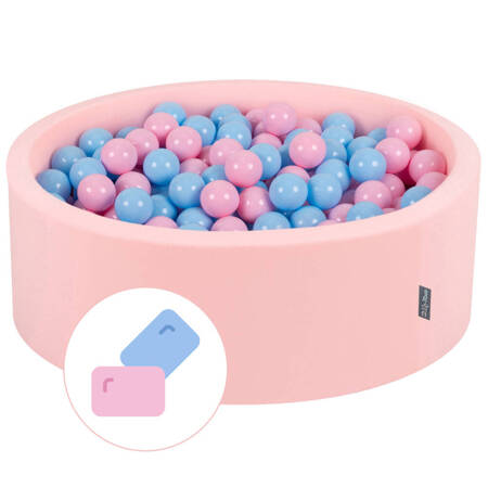 KiddyMoon Suchy basen okrągły z piłeczkami 7cm Zabawka basen piankowy, różowy: pudrowy róż-babyblue