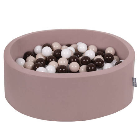 KiddyMoon Suchy basen okrągły z piłeczkami 7cm Zabawka basen piankowy, wrzosowy: pastelowy beż-brązowy-biały
