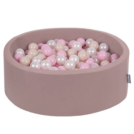 KiddyMoon Suchy basen okrągły z piłeczkami 7cm Zabawka basen piankowy, wrzosowy: pastelowy beż-pudrowy róż-perła