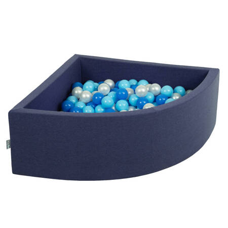 KiddyMoon Suchy basen trójkątny z piłeczkami 7cm Zabawka basen piankowy, granatowy: babyblue-niebieski-perła