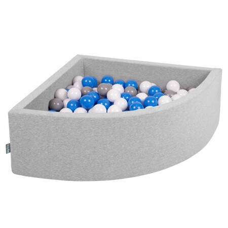KiddyMoon Suchy basen trójkątny z piłeczkami 7cm Zabawka basen piankowy, jasnoszary: szary-biały-niebieski