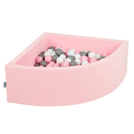 KiddyMoon Suchy basen trójkątny z piłeczkami 7cm Zabawka basen piankowy, różowy: biały-szary-pudrowy róż