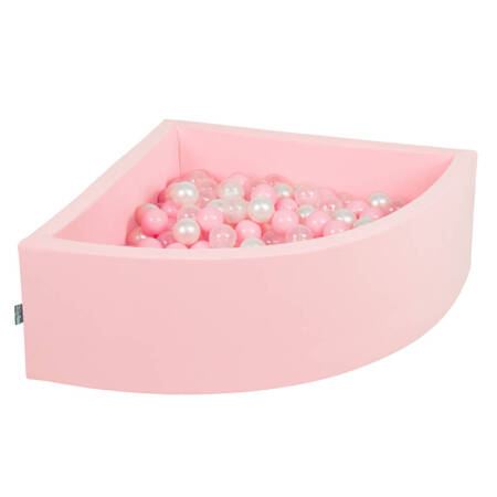 KiddyMoon Suchy basen trójkątny z piłeczkami 7cm Zabawka basen piankowy, różowy: pudrowy róż-perła-transparent