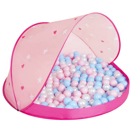 Namiot muszla NS-100X z piłeczkami 6cm Zabawka namiot dla dzieci, różowy muszla: babyblue-pudrowy róż-perła