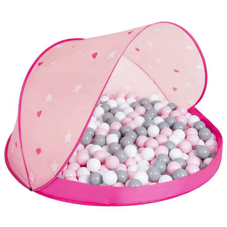 Namiot muszla NS-100X z piłeczkami 6cm Zabawka namiot dla dzieci, różowy muszla: biały-szary-pudrowy róż