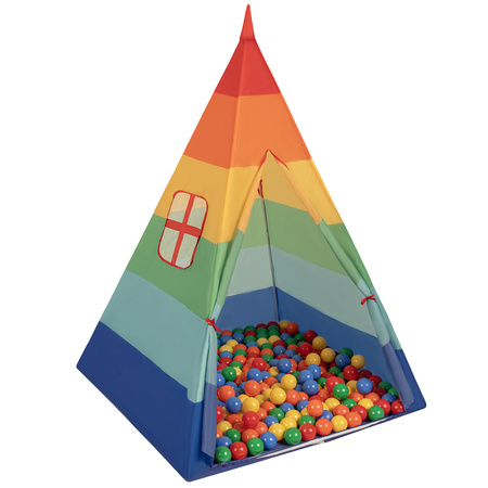 Selonis Namiot tipi NT-200X z piłeczkami 6cm Zabawka namiot dla dzieci, multikolor: żółty-zielony-niebieski-czerwony-pomarańcz
